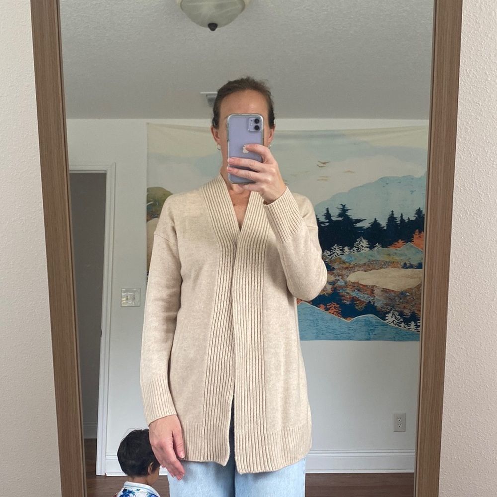 Vince Mid Length Rib Trim Cashmere Cardigan Size Small - Picture 2 of 9